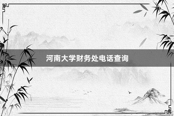 河南大学财务处电话查询